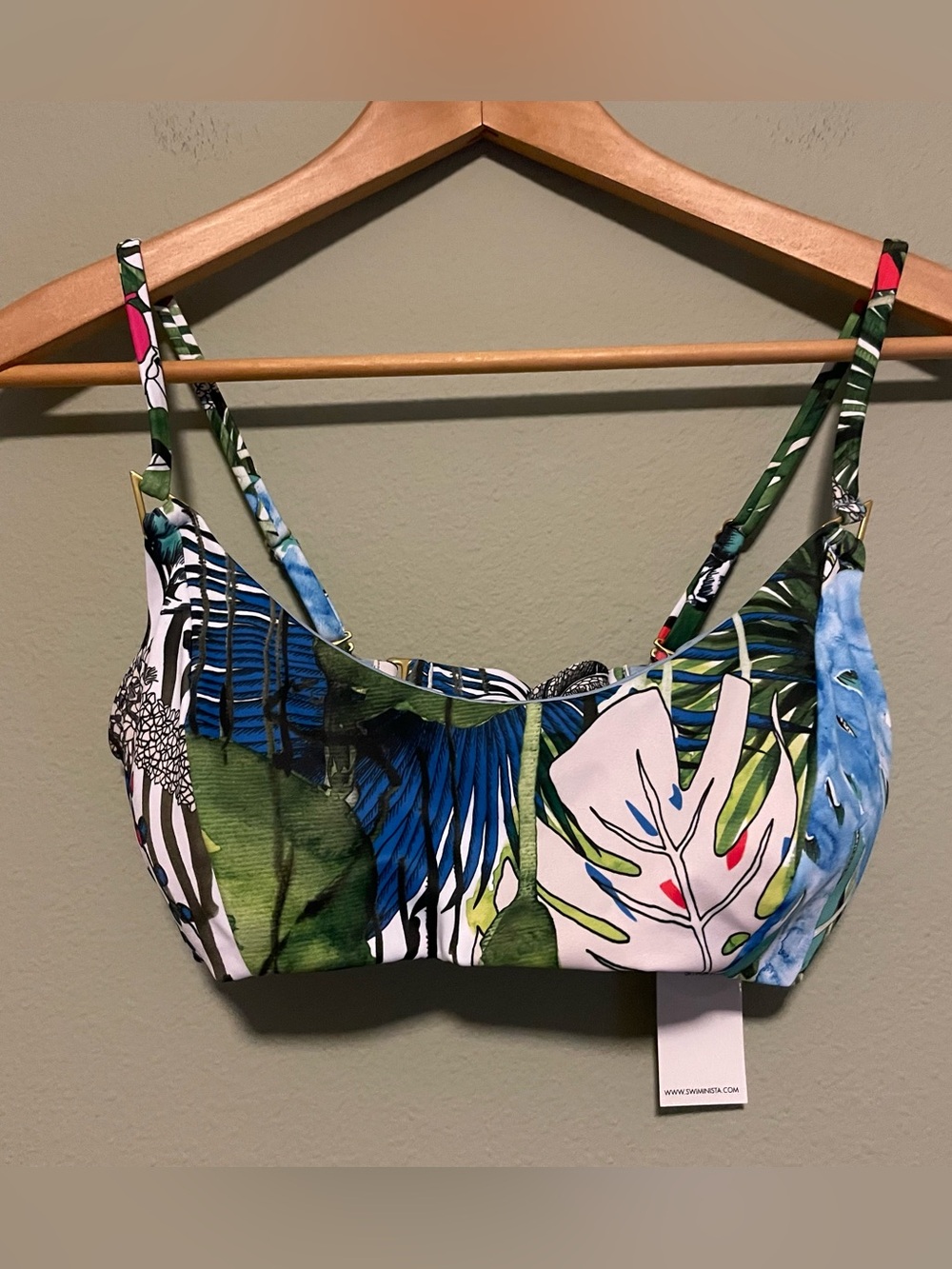 Swiminista x Christian Lacroix Multicolor Tropical Bikini Top in Blue and Green